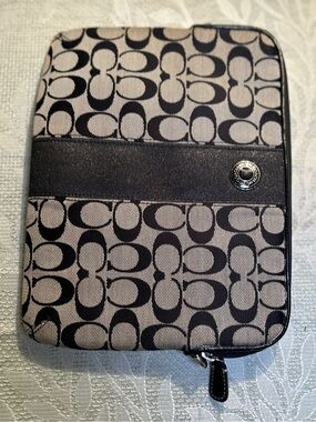 Coach Black and Beige Signature Canvas Tablet Case